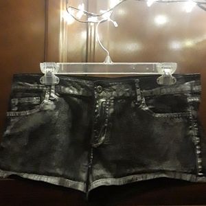 FOREVER 21 Denim Metallic Washed Black Shorts